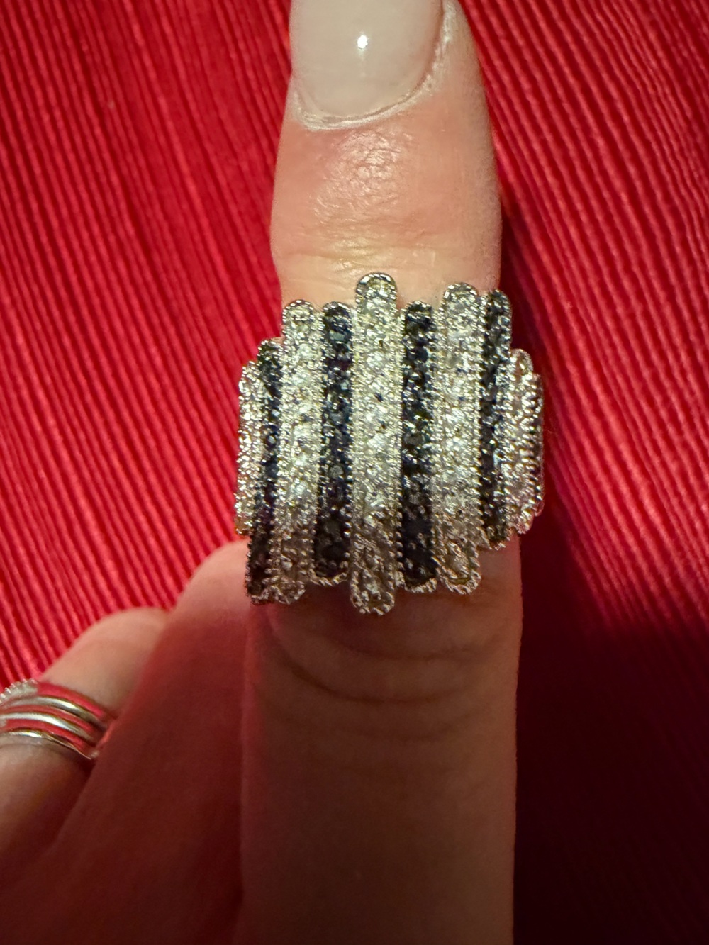 Park Lane Silver & Black Crystal Statement Ring Size 8